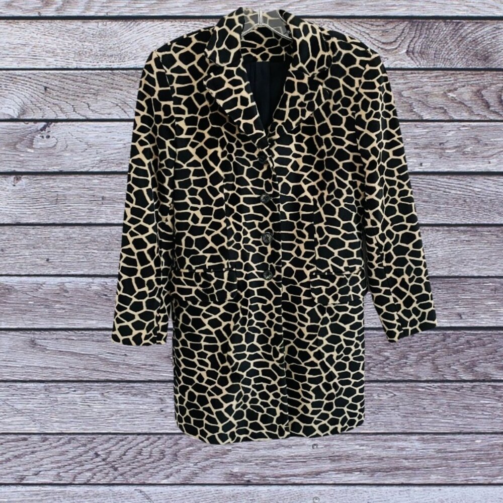 Vintage Fleece Jacket Elliott Lauren Coat Giraffe Print Size 2